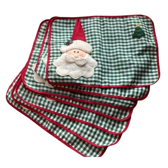Collections Etc Set Lot Of 7 Christmas Santa Felt 3D Placemats and Napkins*Read - Picture 1 of 12